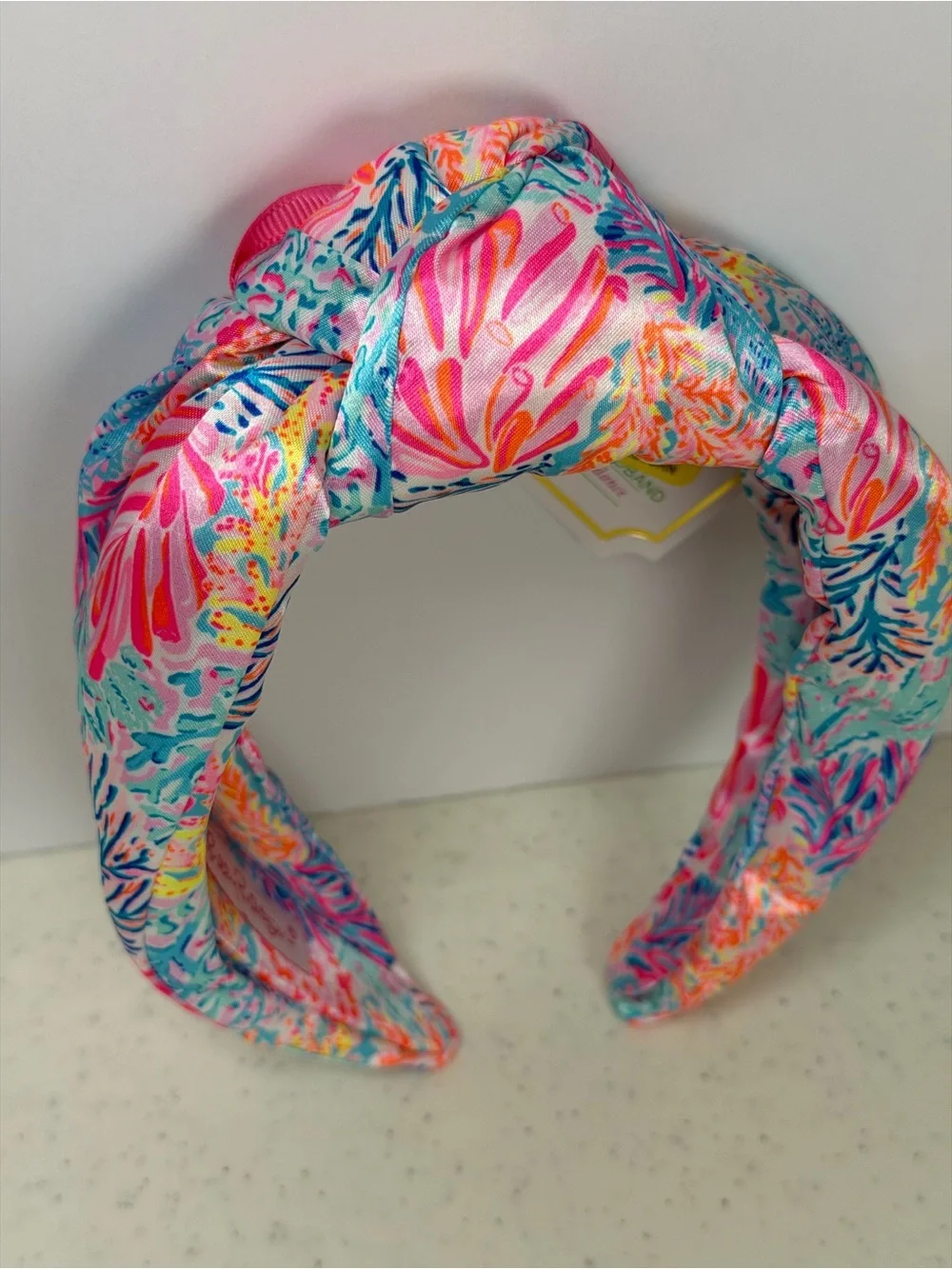 Lilly Pulitzer Wide Knot Headband Satin Floral Print NWT